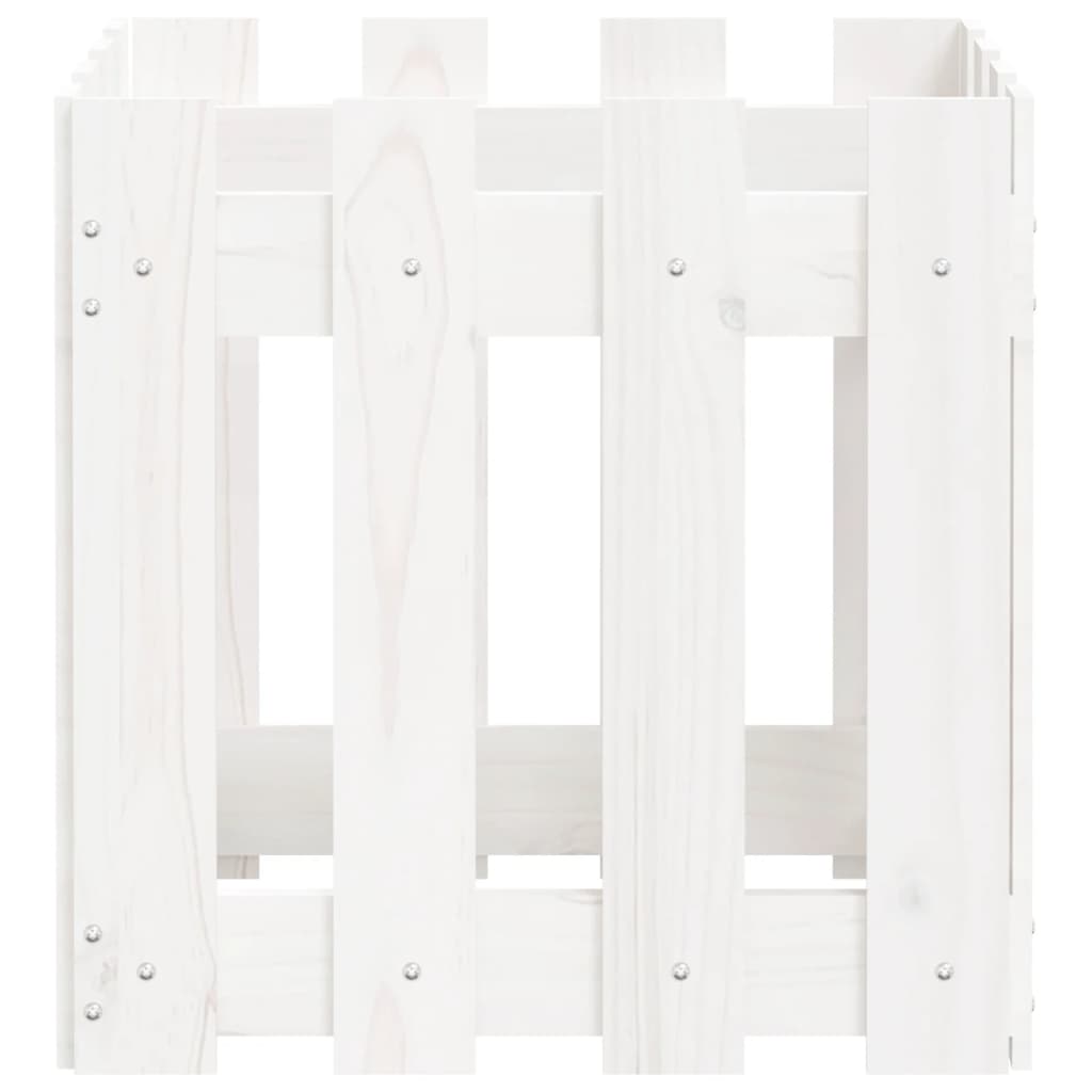 vidaXL Jardinieră grădină design gard, alb, 40x40x40 cm lemn masiv pin vidaXL Jardinieră grădină design gard, alb, 40x40x40 cm lemn masiv pin