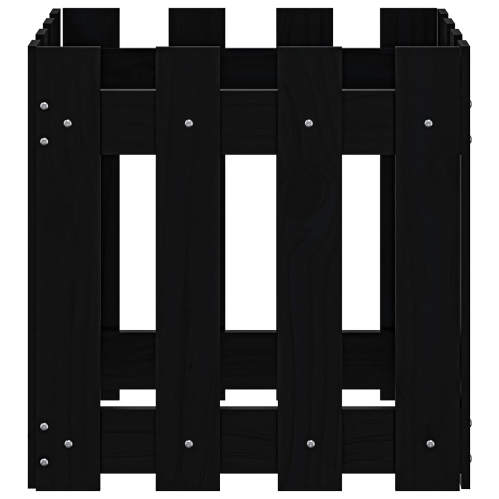 vidaXL Jardinieră grădină design gard negru 40x40x40 cm lemn masiv pin