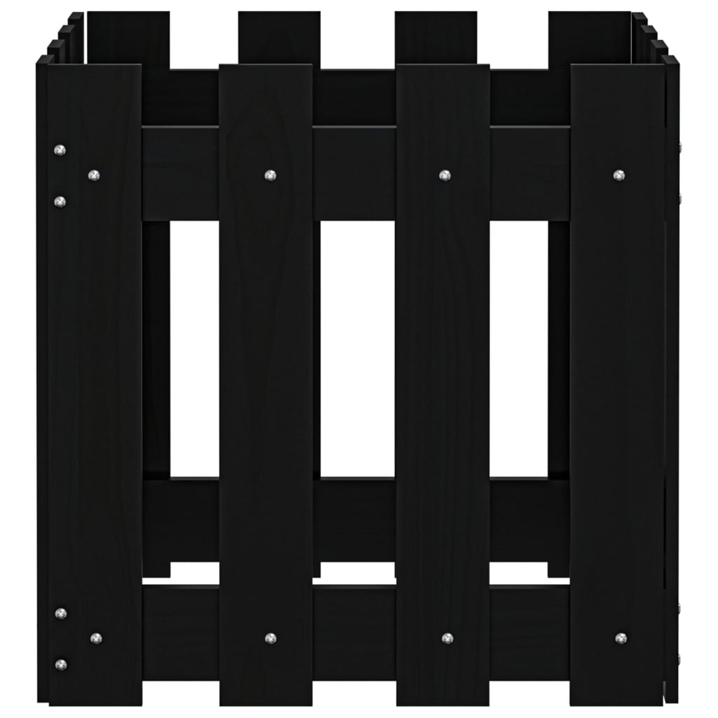 vidaXL Jardinieră grădină design gard negru 40x40x40 cm lemn masiv pin