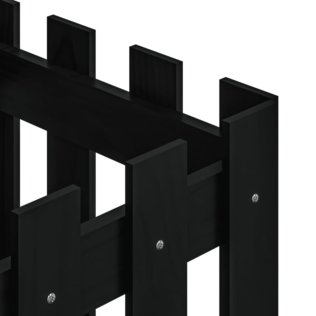 vidaXL Jardinieră grădină design gard negru 40x40x40 cm lemn masiv pin