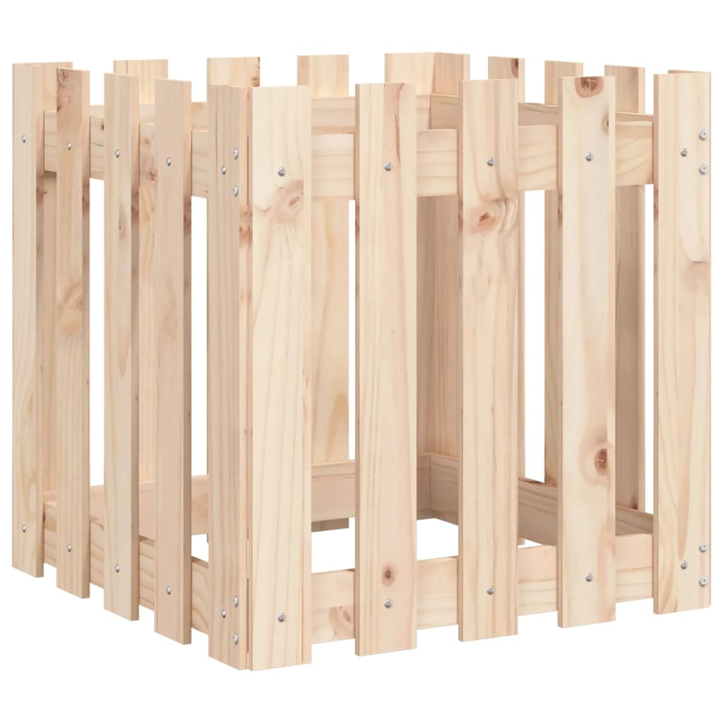 vidaXL Jardinieră grădină design gard, 50x50x50 cm, lemn masiv de pin