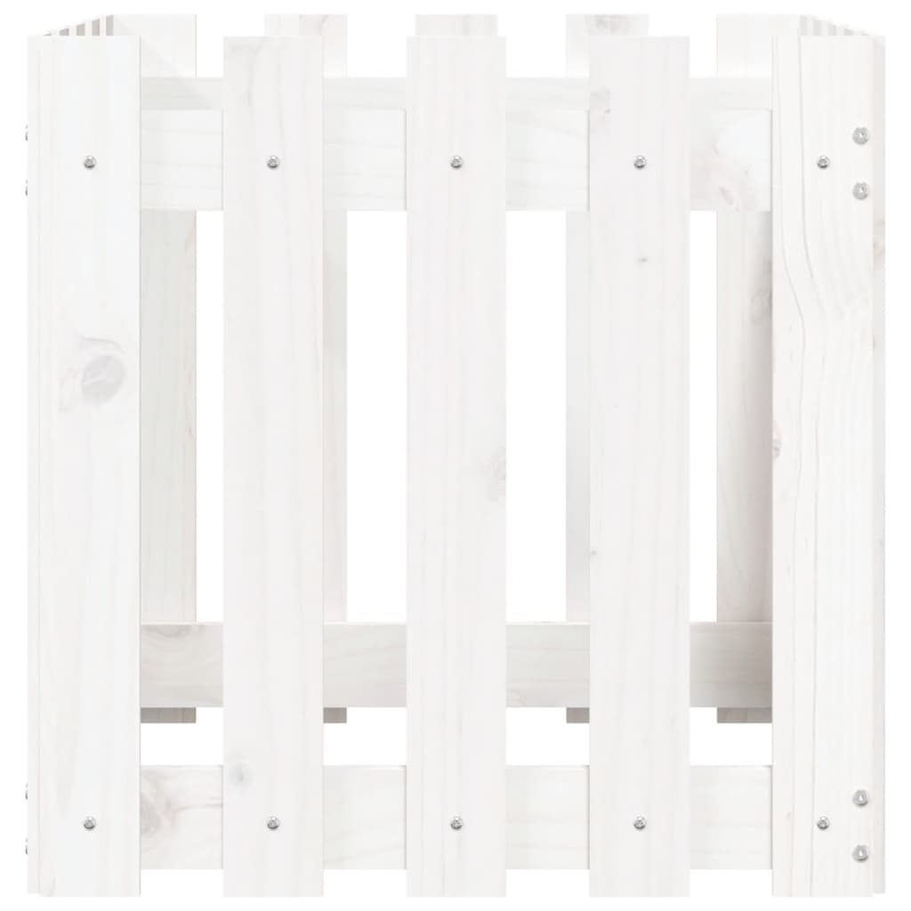 vidaXL Jardinieră grădină design gard, alb, 50x50x50 cm lemn masiv pin vidaXL Jardinieră grădină design gard, alb, 50x50x50 cm lemn masiv pin