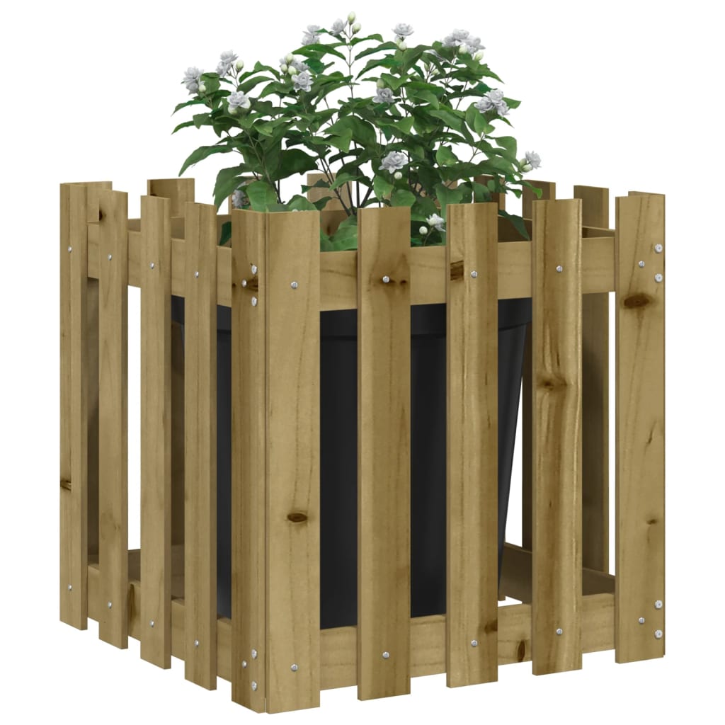 vidaXL Jardinieră grădină design gard 50x50x50cm lemn de pin impregnat