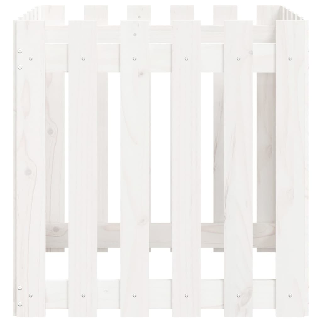 vidaXL Jardinieră grădină design gard, alb, 60x60x60 cm lemn masiv pin vidaXL Jardinieră grădină design gard, alb, 60x60x60 cm lemn masiv pin