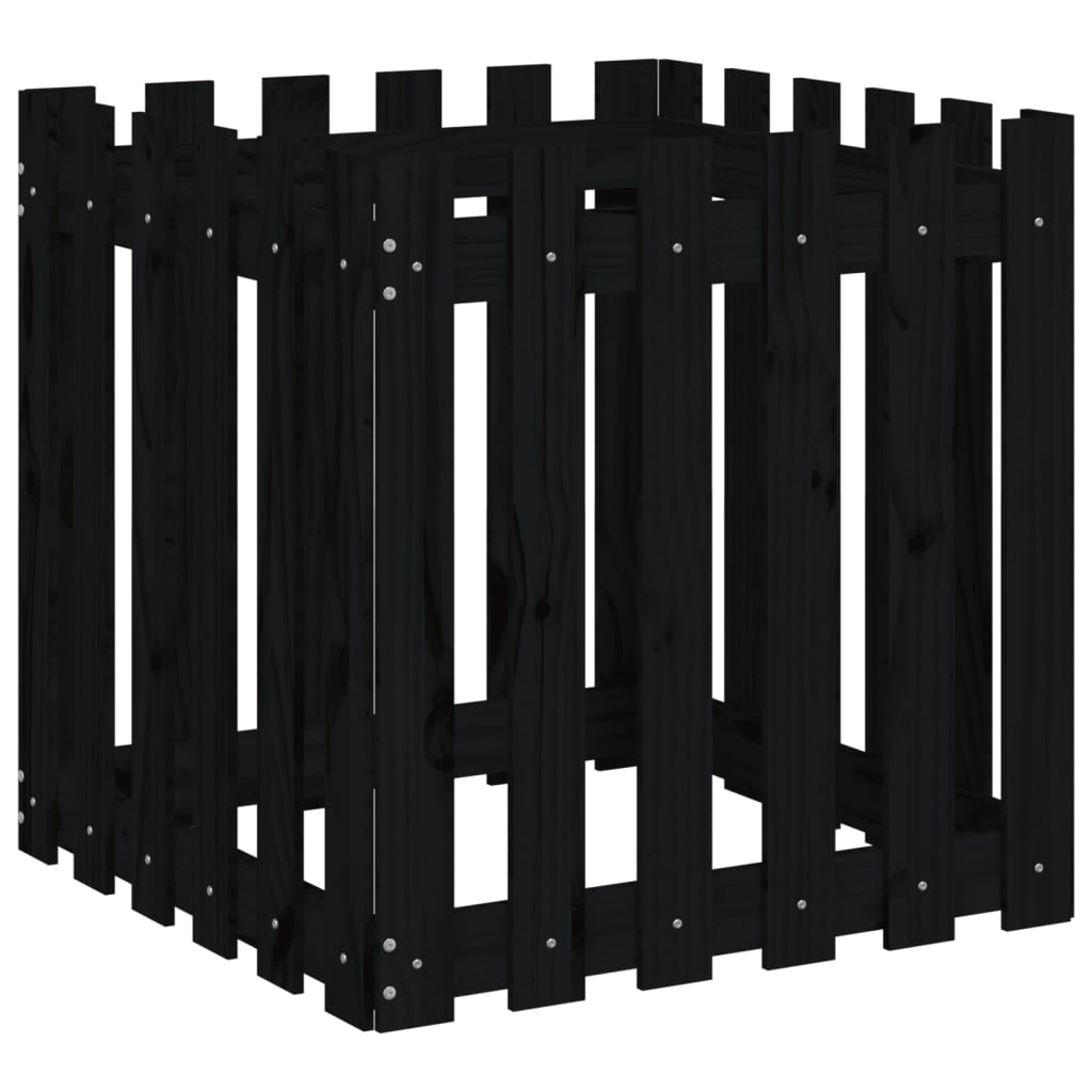 vidaXL Jardinieră grădină design gard negru 60x60x60 cm lemn masiv pin