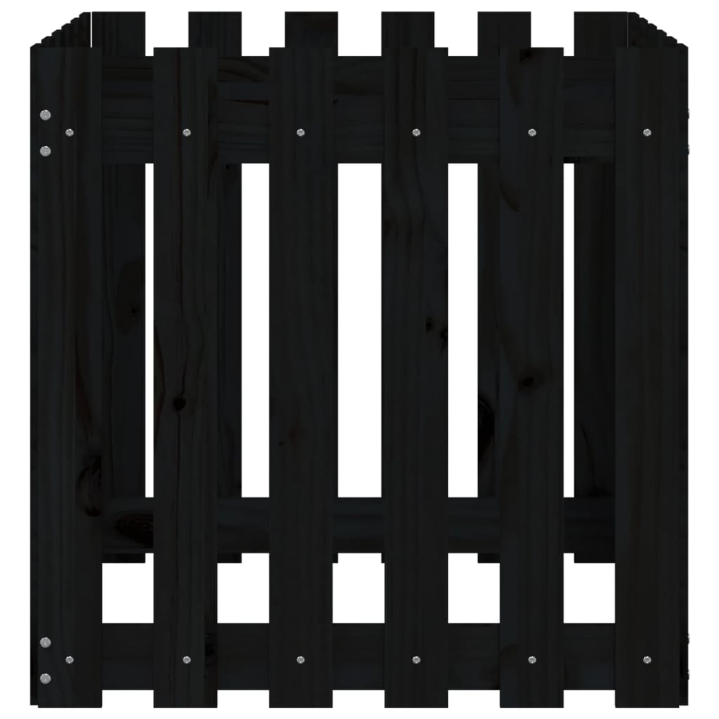 vidaXL Jardinieră grădină design gard negru 60x60x60 cm lemn masiv pin