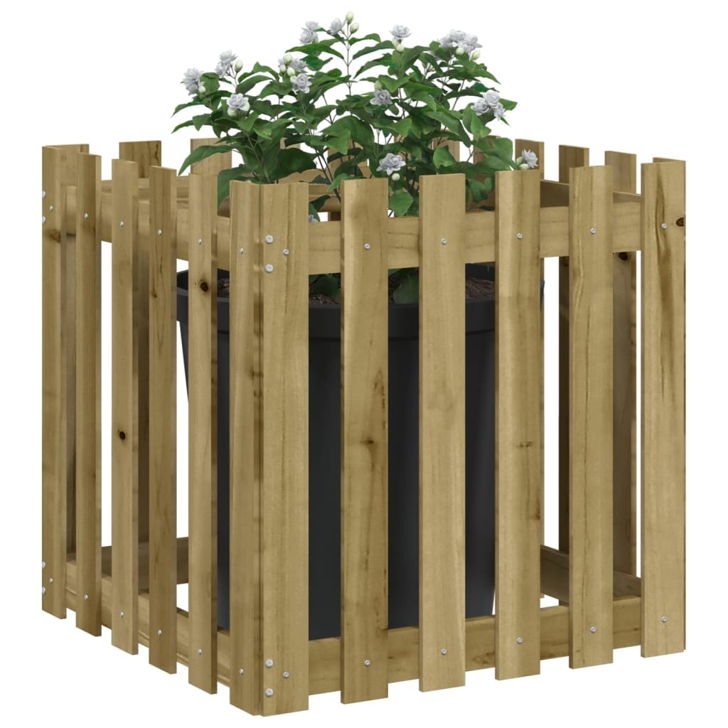 vidaXL Jardinieră grădină design gard, 60x60x60 cm, lemn pin impregnat vidaXL Jardinieră grădină design gard, 60x60x60 cm, lemn pin impregnat
