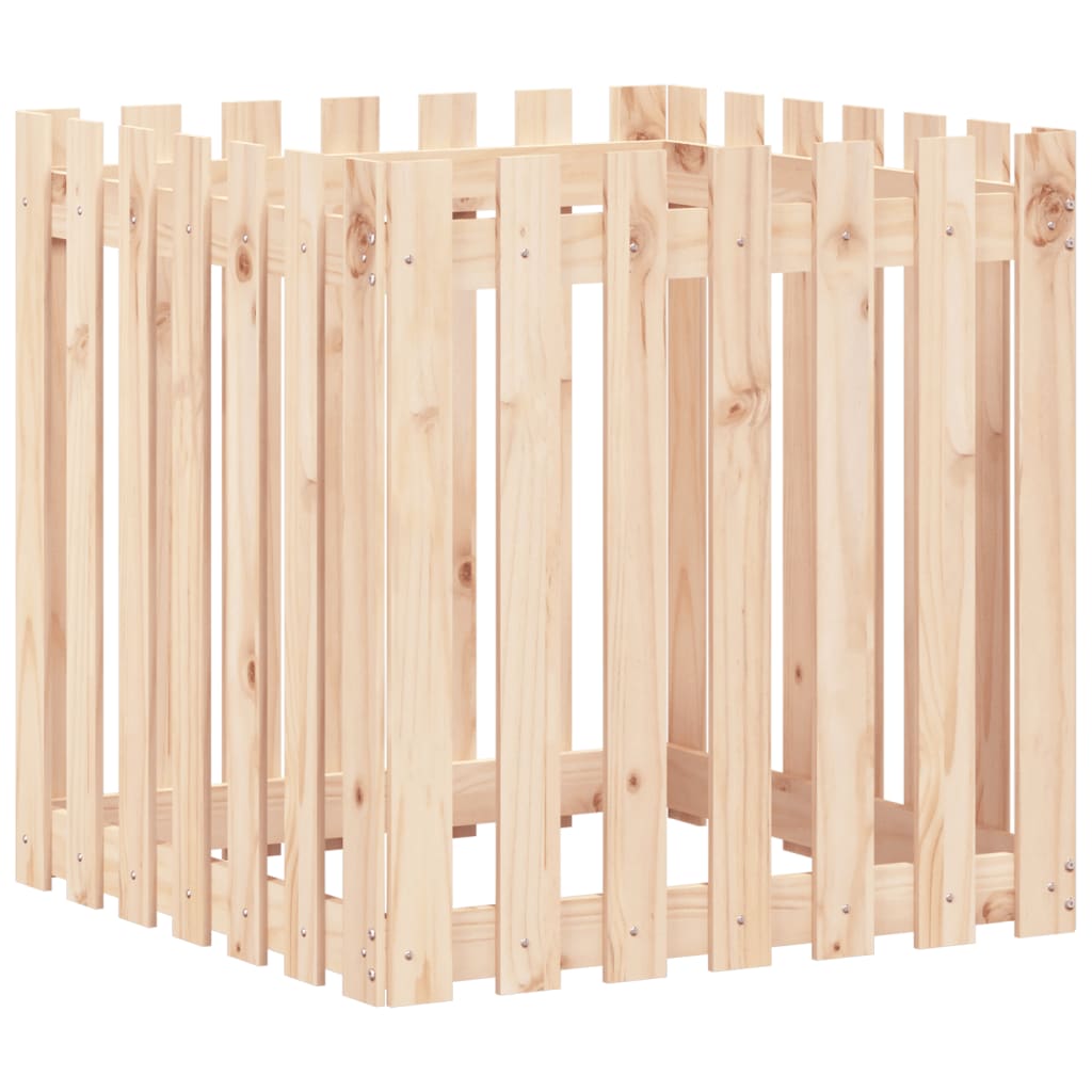 vidaXL Jardinieră grădină cu design gard, 70x70x70 cm, lemn masiv pin vidaXL Jardinieră grădină cu design gard, 70x70x70 cm, lemn masiv pin
