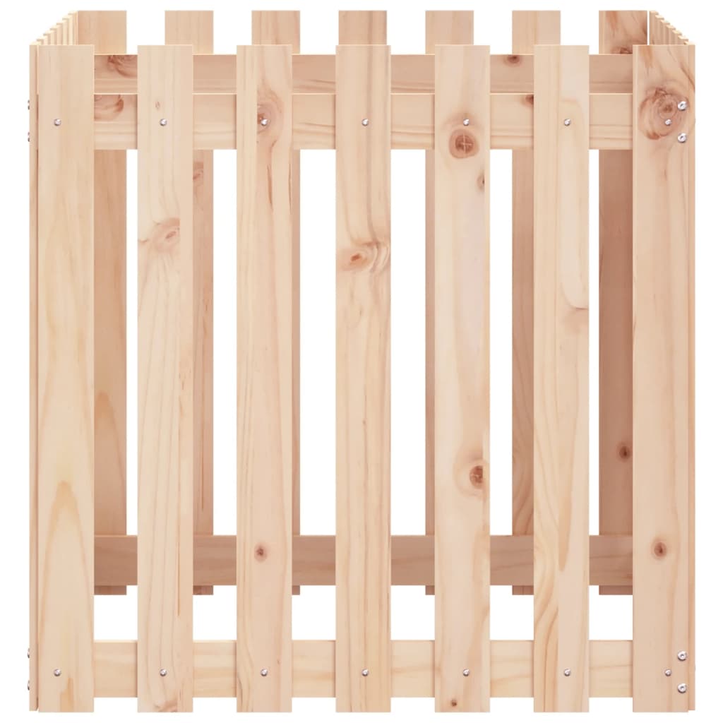 vidaXL Jardinieră grădină cu design gard, 70x70x70 cm, lemn masiv pin vidaXL Jardinieră grădină cu design gard, 70x70x70 cm, lemn masiv pin