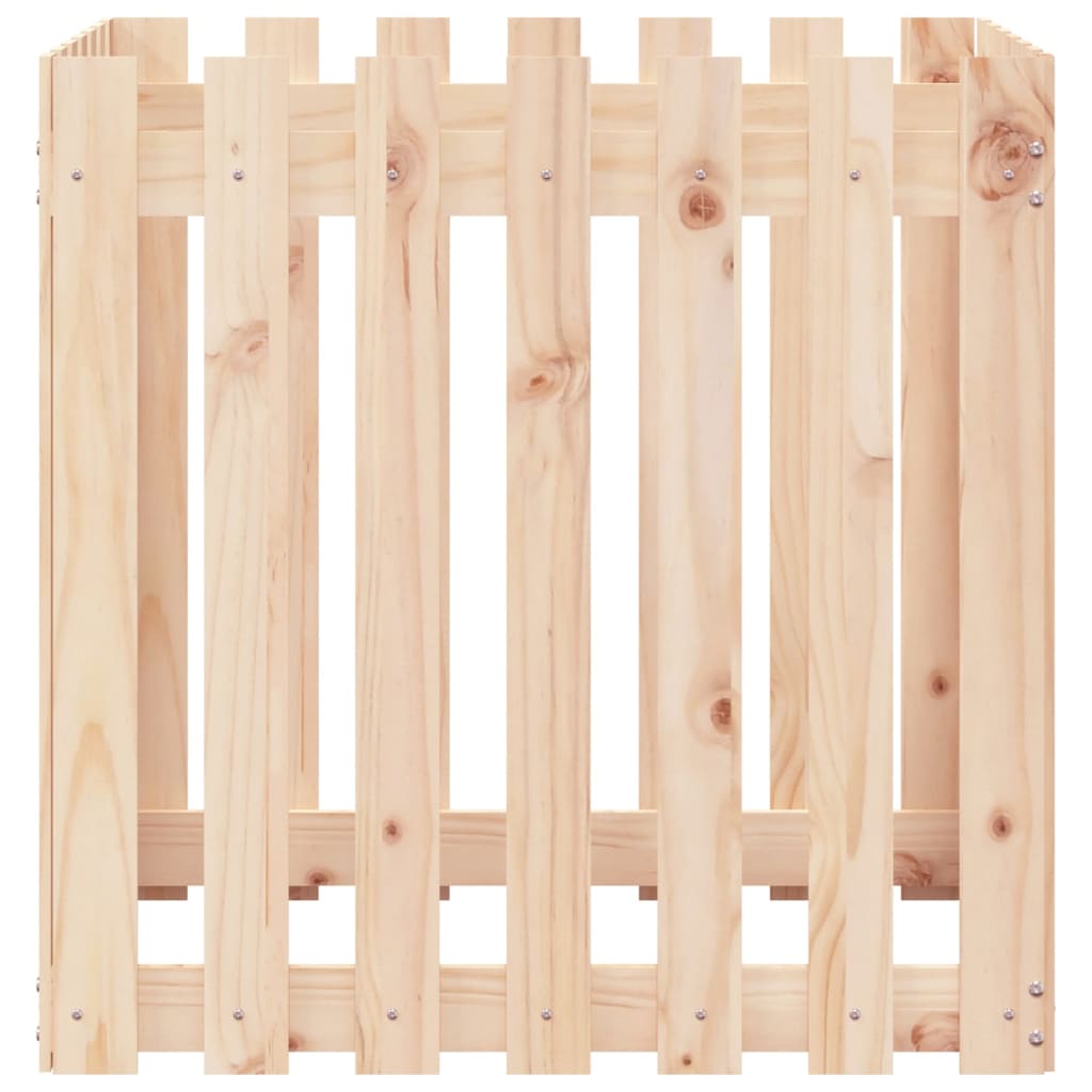 vidaXL Jardinieră grădină cu design gard, 70x70x70 cm, lemn masiv pin vidaXL Jardinieră grădină cu design gard, 70x70x70 cm, lemn masiv pin
