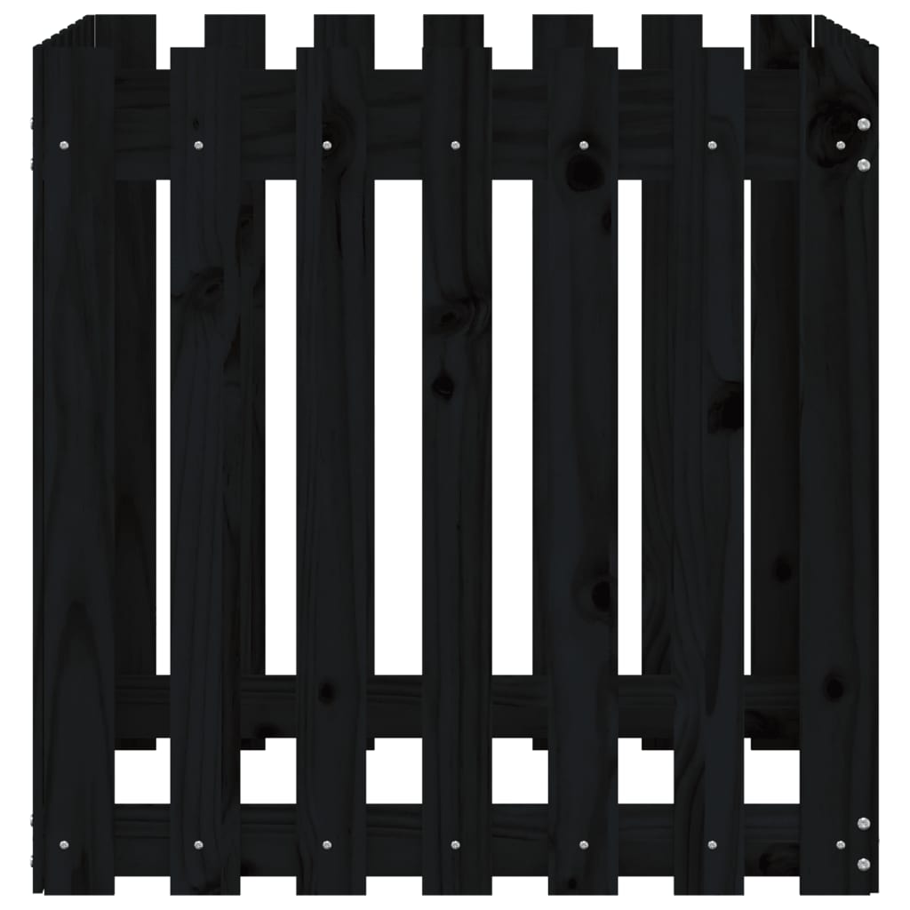 vidaXL Jardinieră grădină design gard negru 70x70x70 cm lemn masiv pin vidaXL Jardinieră grădină design gard negru 70x70x70 cm lemn masiv pin