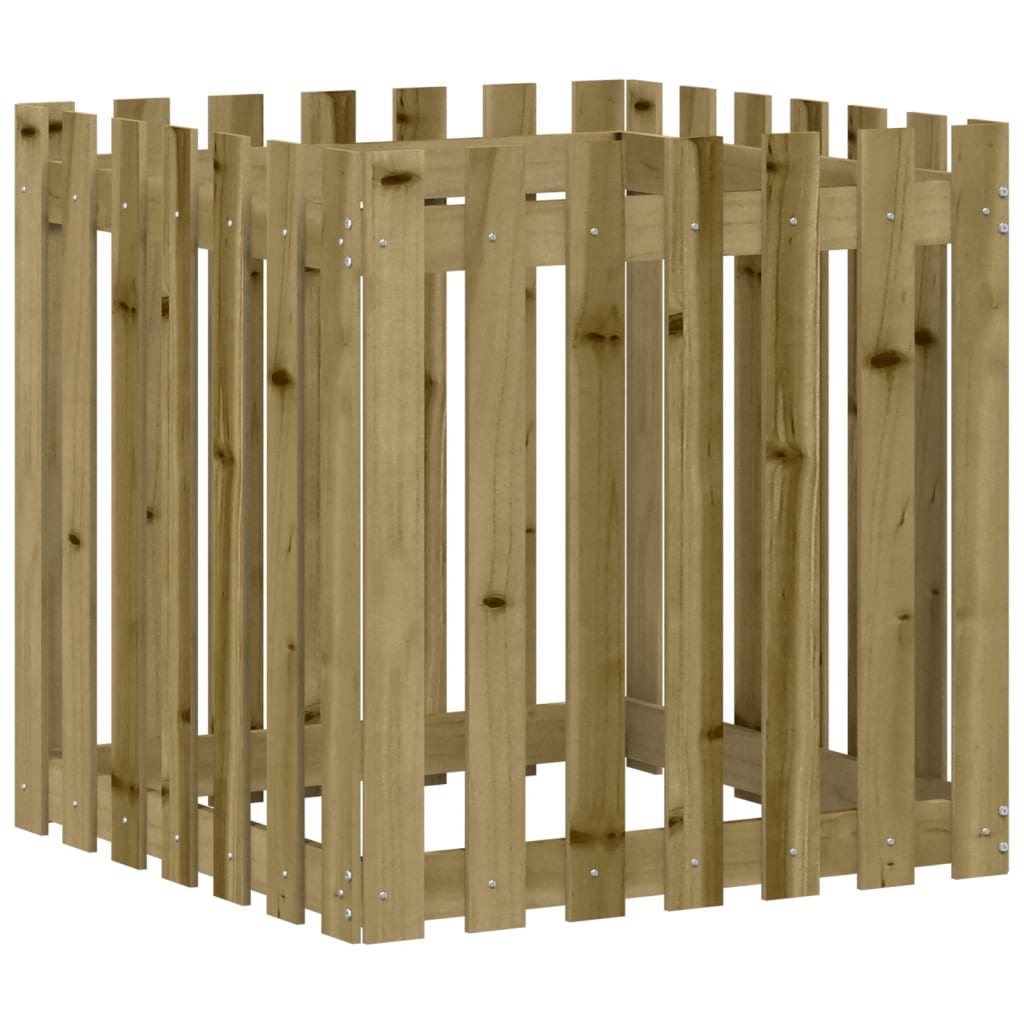 vidaXL Jardinieră grădină cu design gard, 70x70x70 cm, lemn pin tratat vidaXL Jardinieră grădină cu design gard, 70x70x70 cm, lemn pin tratat