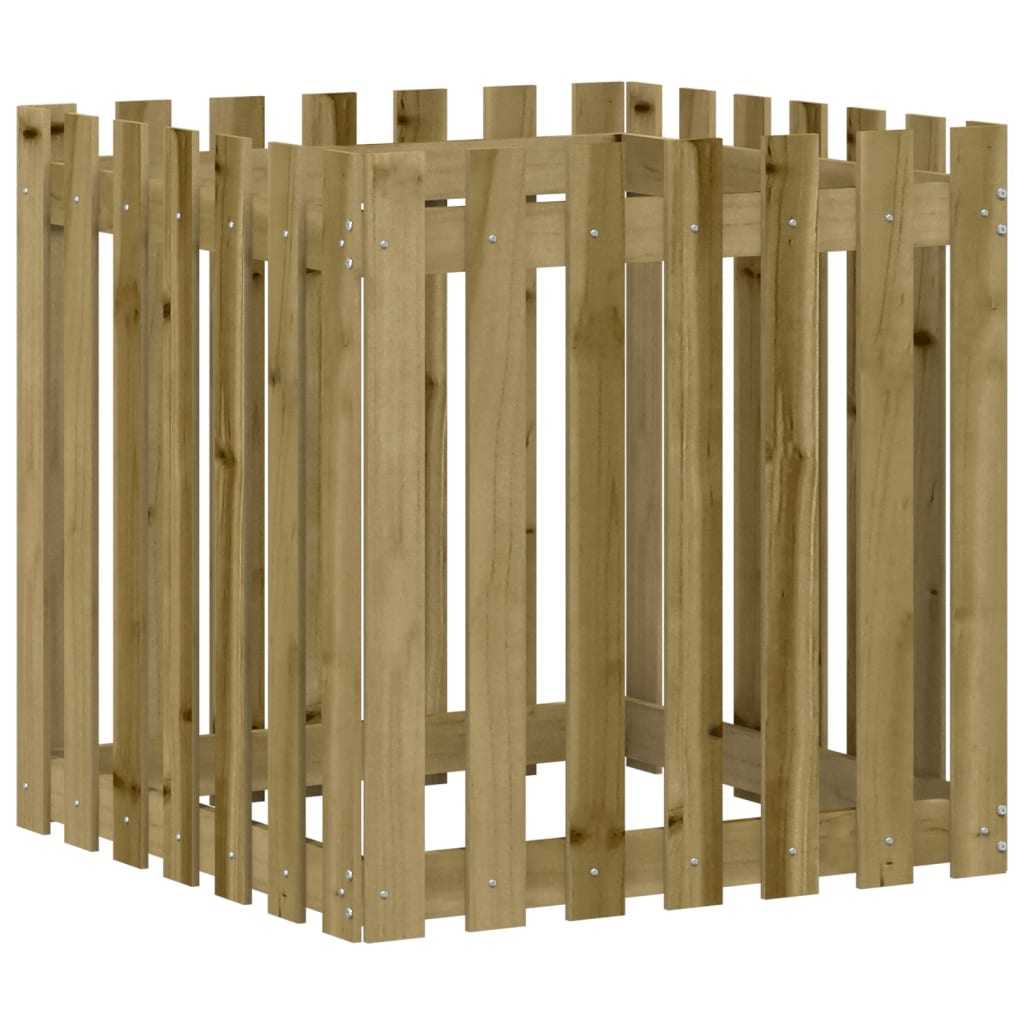 vidaXL Jardinieră grădină cu design gard, 70x70x70 cm, lemn pin tratat vidaXL Jardinieră grădină cu design gard, 70x70x70 cm, lemn pin tratat