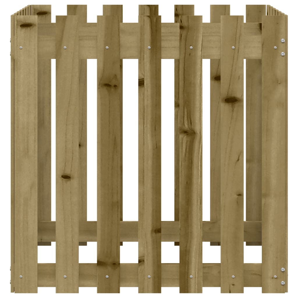 vidaXL Jardinieră grădină cu design gard, 70x70x70 cm, lemn pin tratat vidaXL Jardinieră grădină cu design gard, 70x70x70 cm, lemn pin tratat
