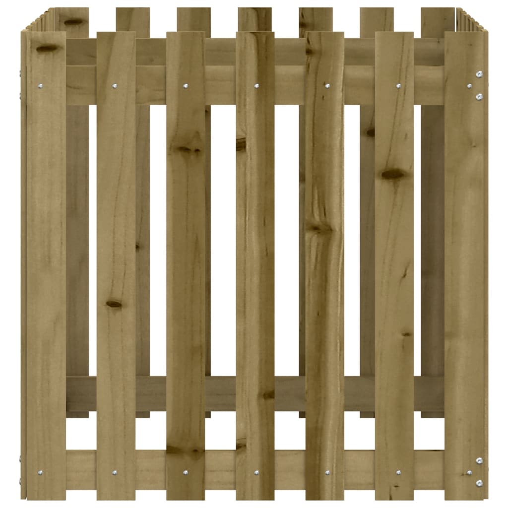 vidaXL Jardinieră grădină cu design gard, 70x70x70 cm, lemn pin tratat vidaXL Jardinieră grădină cu design gard, 70x70x70 cm, lemn pin tratat