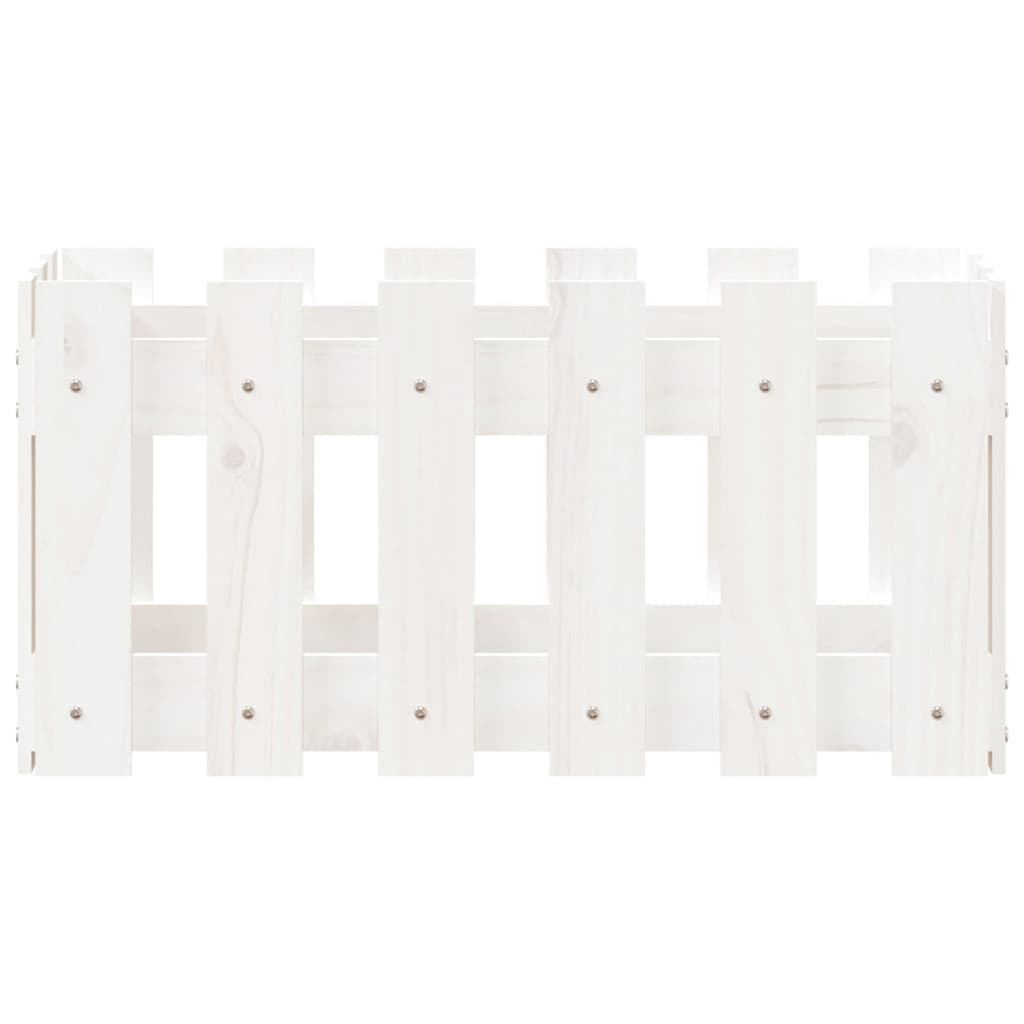 vidaXL Jardinieră grădină design gard, alb, 60x30x30 cm lemn masiv pin vidaXL Jardinieră grădină design gard, alb, 60x30x30 cm lemn masiv pin