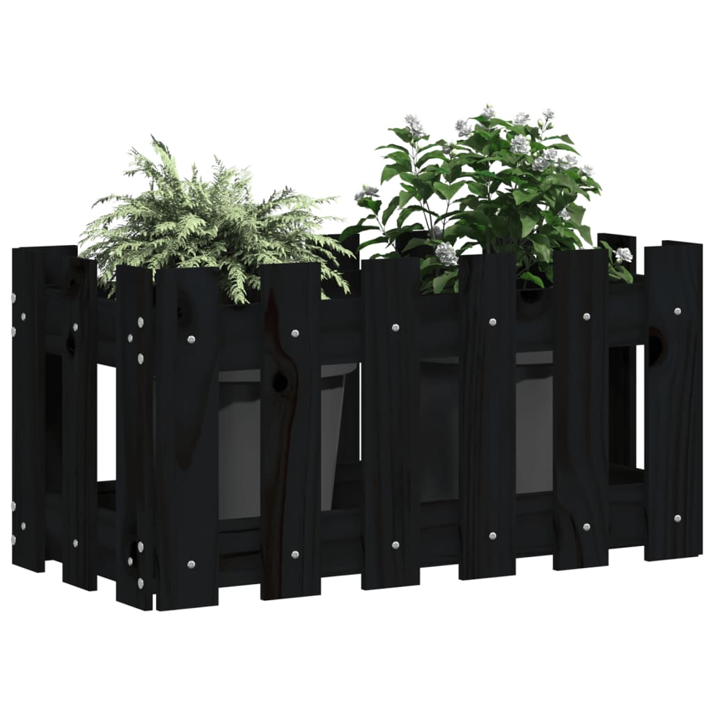 vidaXL Jardinieră grădină design gard negru 60x30x30 cm lemn masiv pin