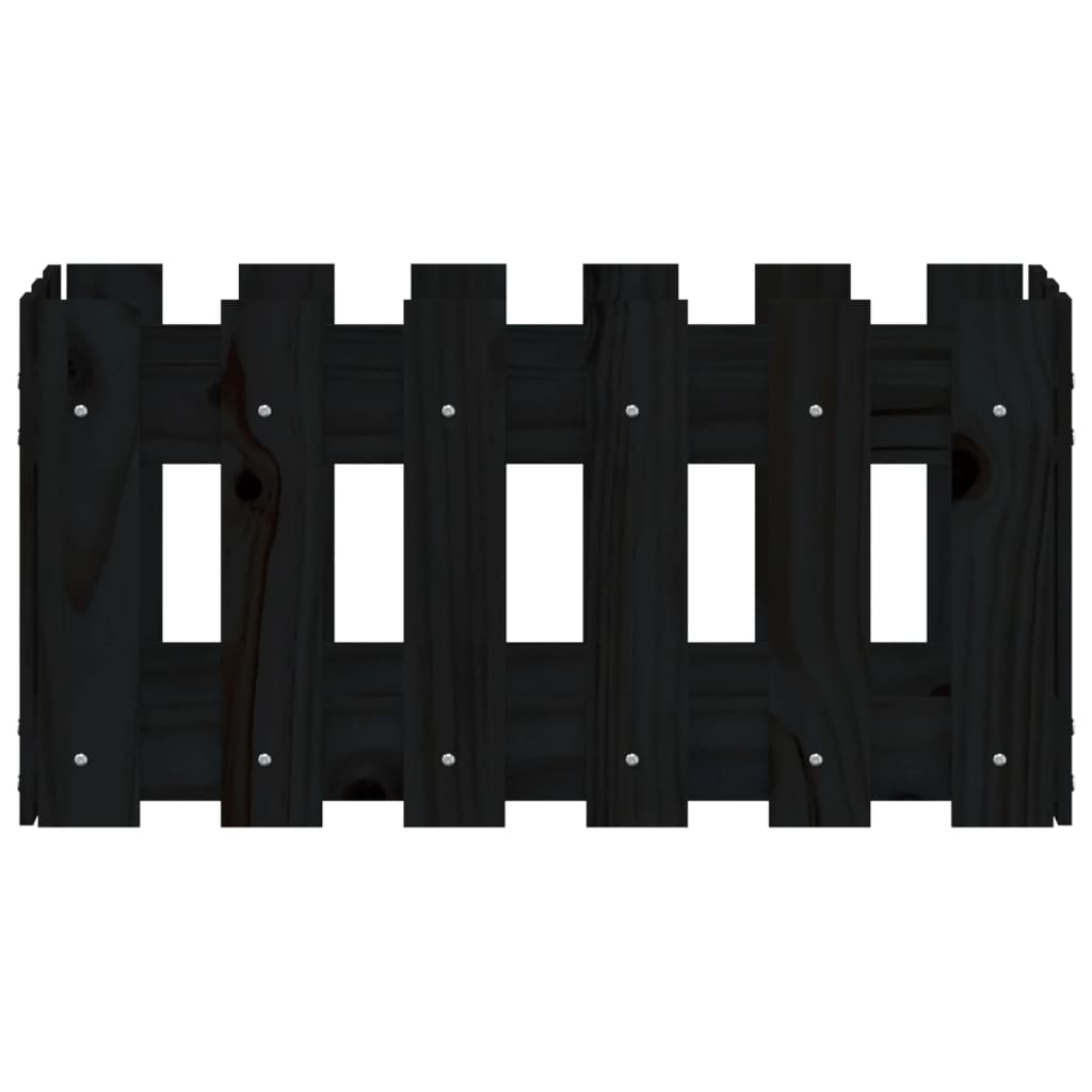 vidaXL Jardinieră grădină design gard negru 60x30x30 cm lemn masiv pin