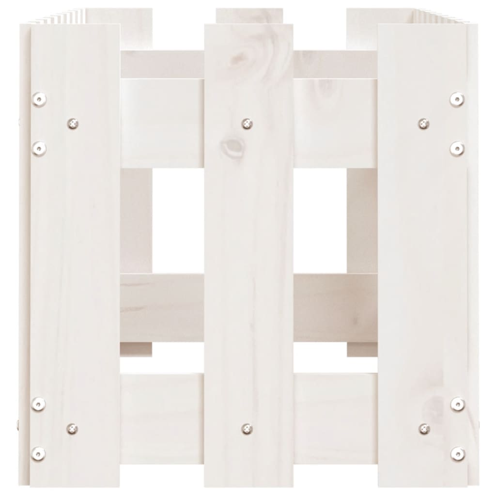 vidaXL Pat înălțat grădină design gard alb 100x30x30cm lemn pin tratat vidaXL Pat înălțat grădină design gard alb 100x30x30cm lemn pin tratat