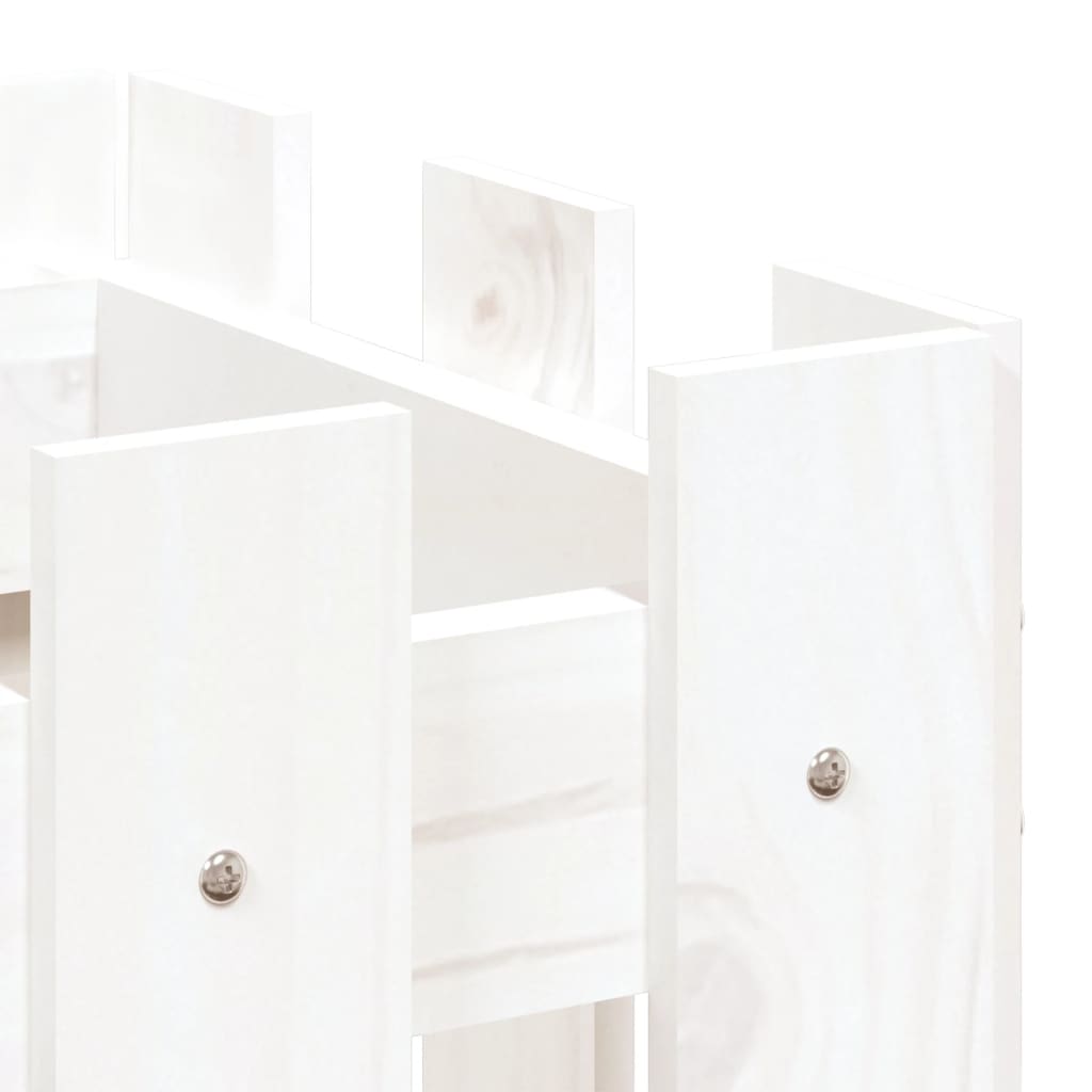 vidaXL Pat înălțat grădină design gard alb 100x30x30cm lemn pin tratat vidaXL Pat înălțat grădină design gard alb 100x30x30cm lemn pin tratat