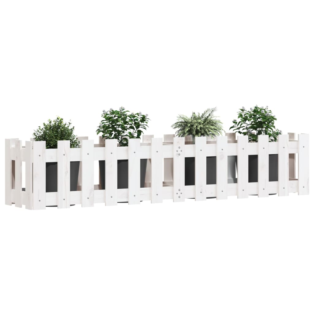 vidaXL Pat înălțat grădină design gard alb 150x30x30cm lemn pin tratat