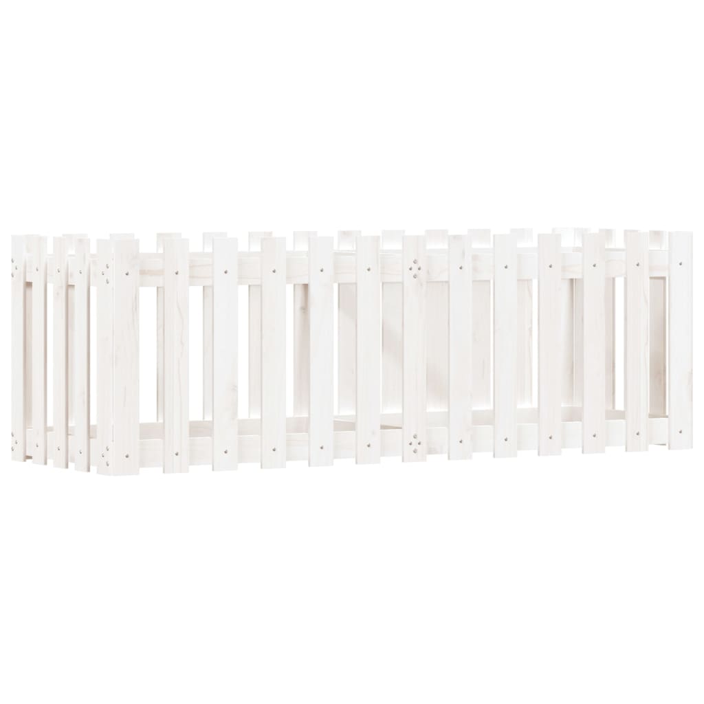 vidaXL Pat înălțat grădină design gard alb 150x50x50cm lemn pin tratat