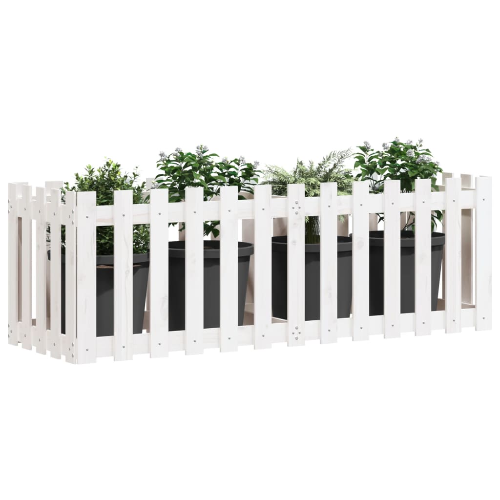 vidaXL Pat înălțat grădină design gard alb 150x50x50cm lemn pin tratat