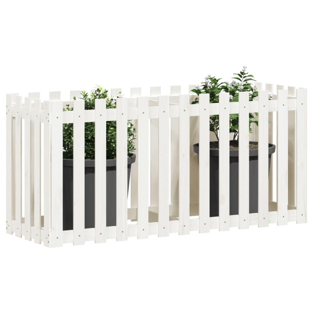 vidaXL Pat înălțat grădină design gard alb 150x50x70cm lemn pin tratat