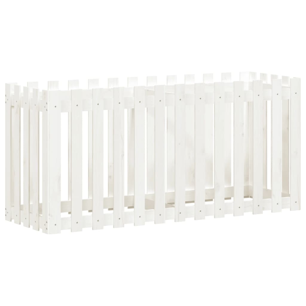 vidaXL Pat înălțat grădină design gard alb 150x50x70cm lemn pin tratat