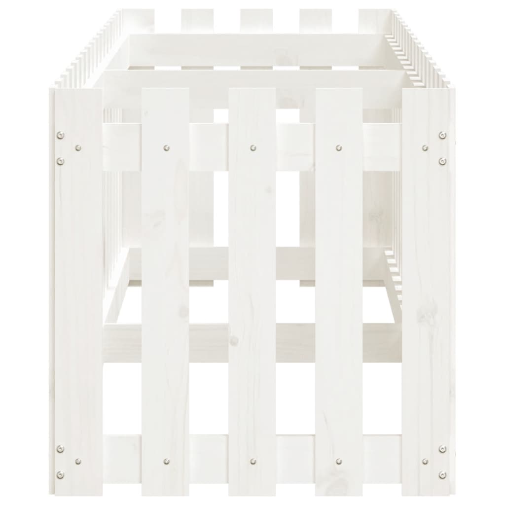 vidaXL Pat înălțat grădină design gard alb 200x50x50cm lemn pin tratat vidaXL Pat înălțat grădină design gard alb 200x50x50cm lemn pin tratat