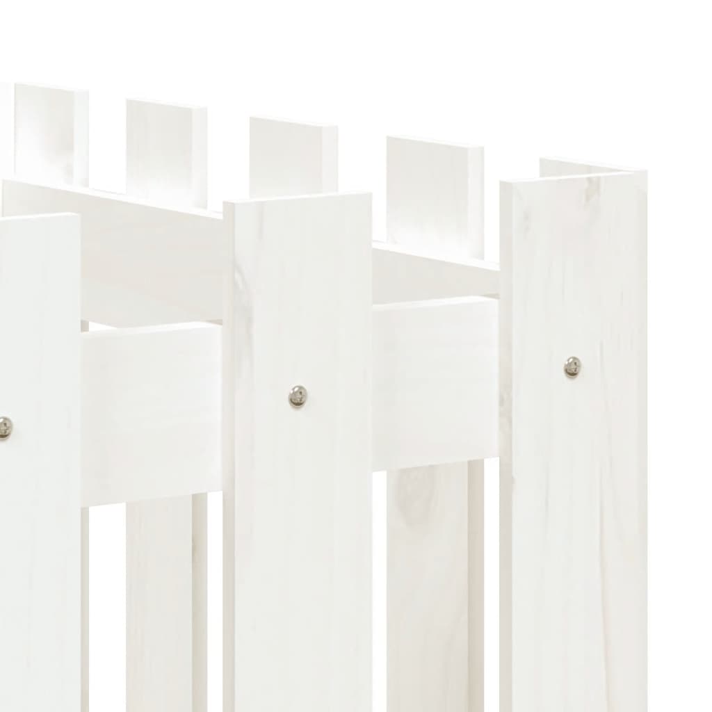 vidaXL Pat înălțat grădină design gard alb 200x50x50cm lemn pin tratat vidaXL Pat înălțat grădină design gard alb 200x50x50cm lemn pin tratat