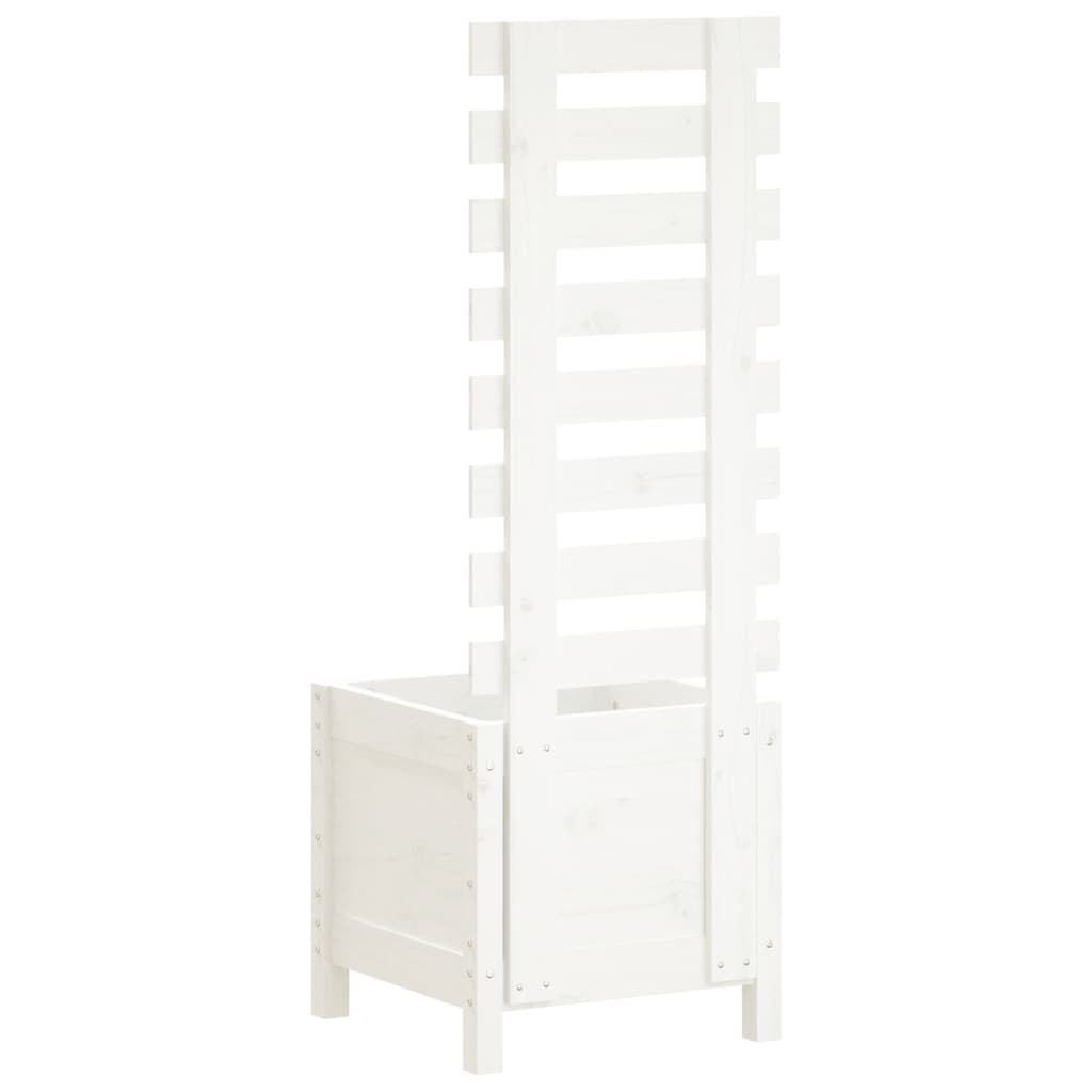 vidaXL Jardinieră de grădină cu raft alb 39x39,5x114 cm lemn masiv pin