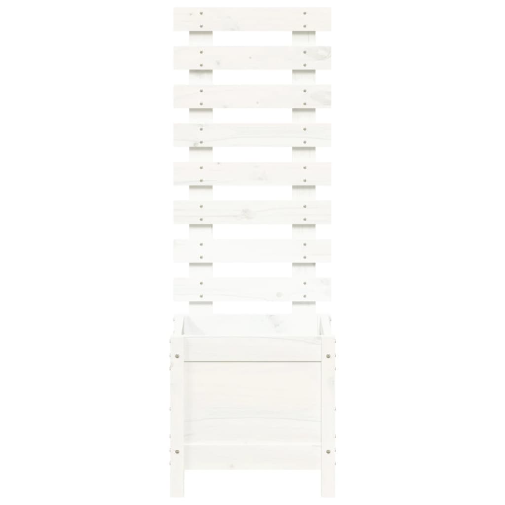 vidaXL Jardinieră de grădină cu raft alb 39x39,5x114 cm lemn masiv pin