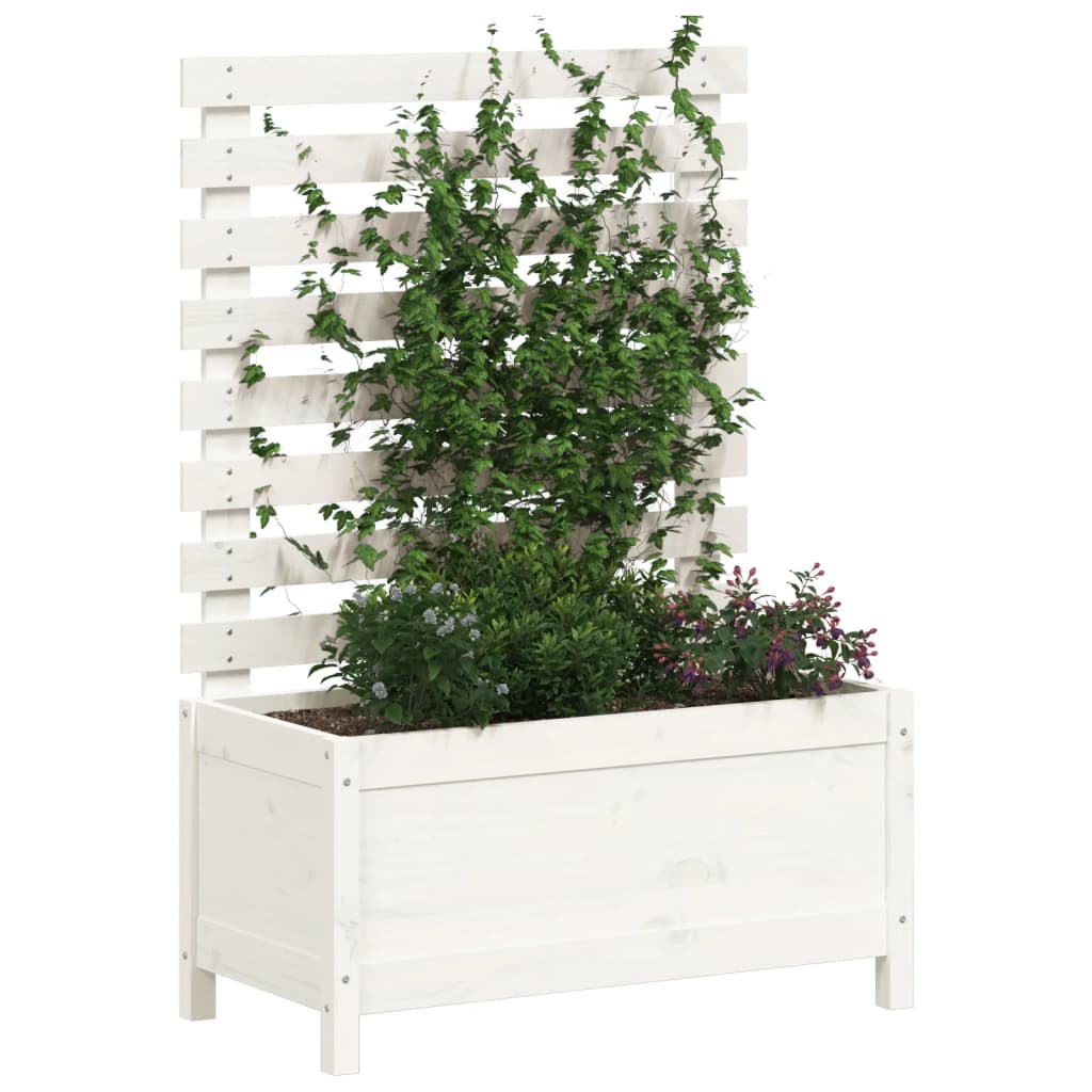 vidaXL Jardinieră de grădină cu raft alb 79x39,5x114 cm lemn masiv pin vidaXL Jardinieră de grădină cu raft alb 79x39,5x114 cm lemn masiv pin