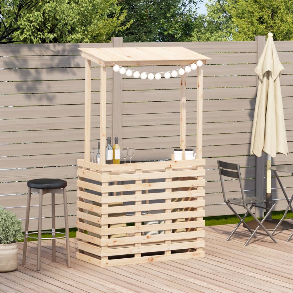 vidaXL Masă bar de exterior cu acoperiș, 112,5x57x195,5 cm, lemn masiv vidaXL Masă bar de exterior cu acoperiș, 112,5x57x195,5 cm, lemn masiv