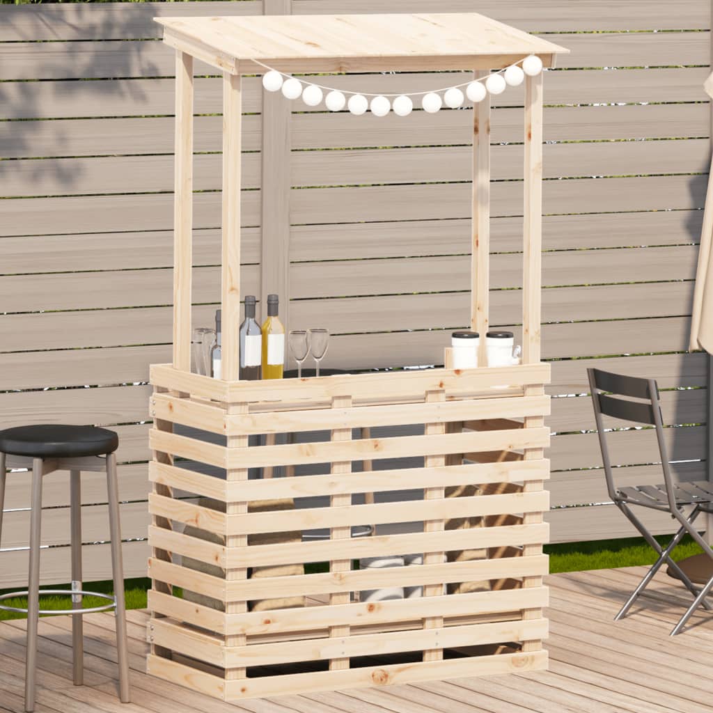 vidaXL Masă bar de exterior cu acoperiș, 112,5x57x195,5 cm, lemn masiv vidaXL Masă bar de exterior cu acoperiș, 112,5x57x195,5 cm, lemn masiv
