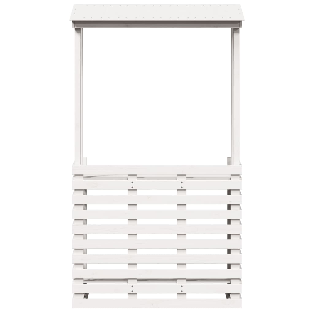 vidaXL Masă bar de exterior cu acoperiș, alb, 112,5x57x195,5 cm, lemn vidaXL Masă bar de exterior cu acoperiș, alb, 112,5x57x195,5 cm, lemn