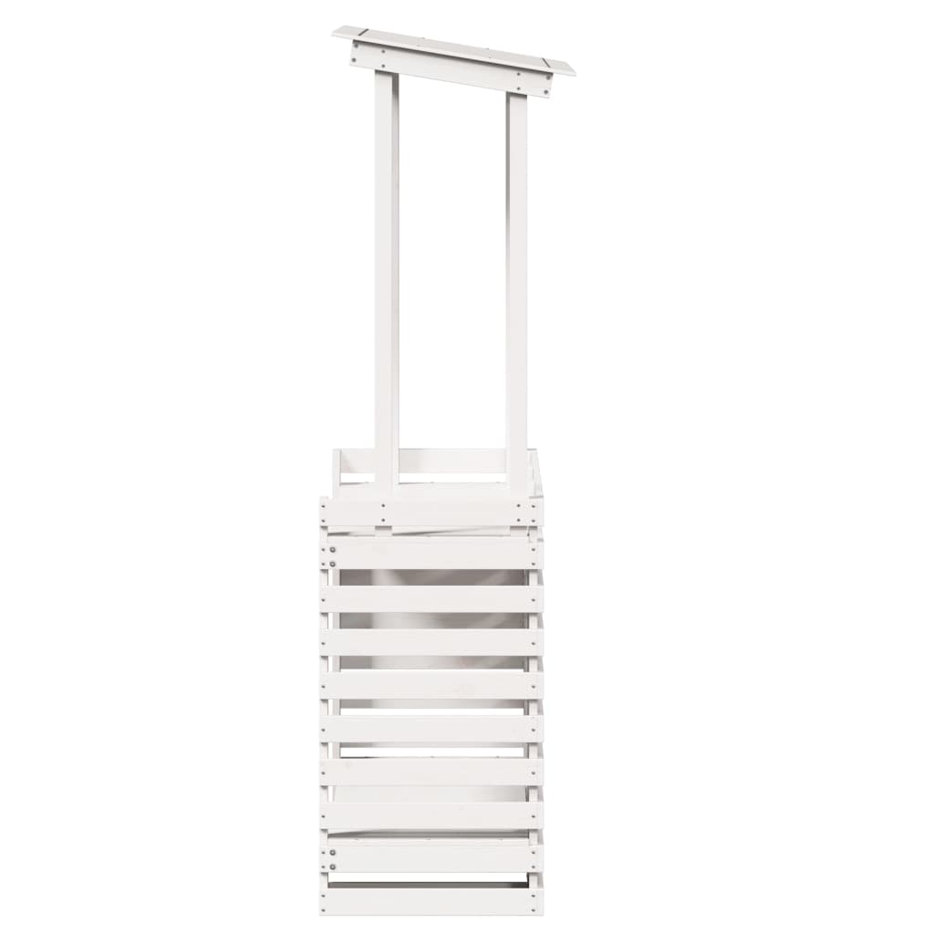 vidaXL Masă bar de exterior cu acoperiș, alb, 112,5x57x195,5 cm, lemn vidaXL Masă bar de exterior cu acoperiș, alb, 112,5x57x195,5 cm, lemn