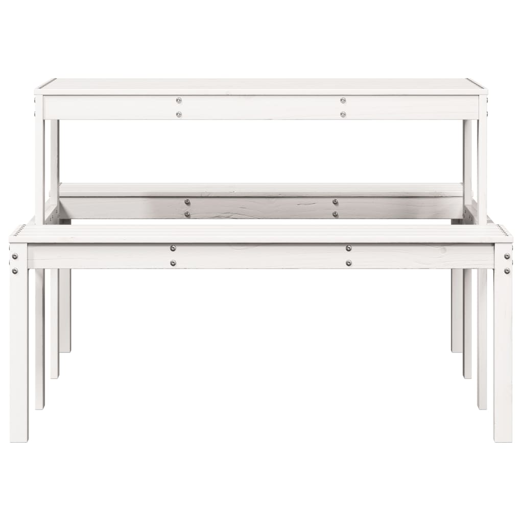 vidaXL Masă de picnic, alb, 110x134x75 cm, lemn masiv de pin vidaXL Masă de picnic, alb, 110x134x75 cm, lemn masiv de pin
