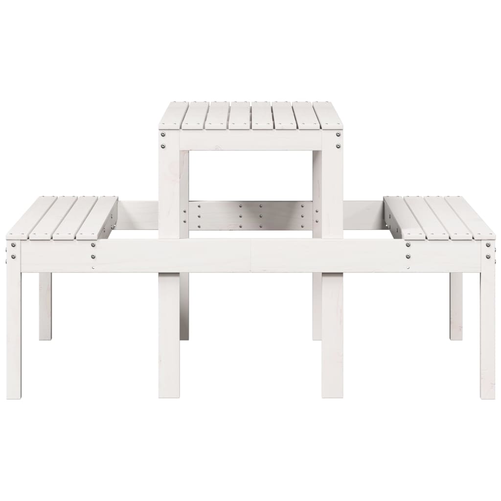 vidaXL Masă de picnic, alb, 110x134x75 cm, lemn masiv de pin vidaXL Masă de picnic, alb, 110x134x75 cm, lemn masiv de pin