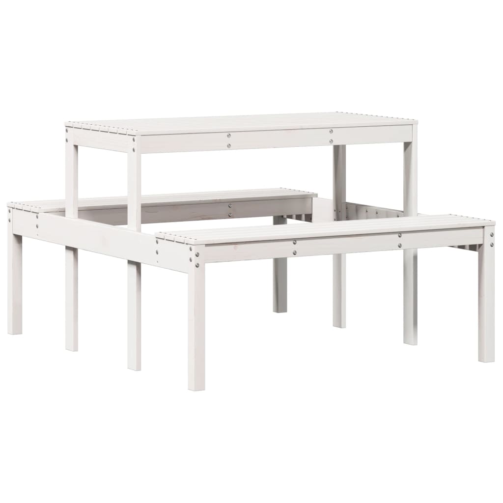 vidaXL Masă de picnic, alb, 110x134x75 cm, lemn masiv de pin vidaXL Masă de picnic, alb, 110x134x75 cm, lemn masiv de pin