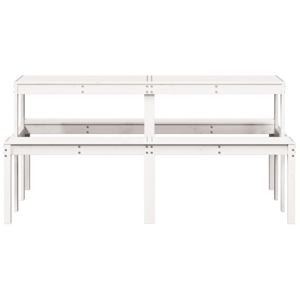 vidaXL Masă de picnic, alb, 160x134x75 cm, lemn masiv de pin