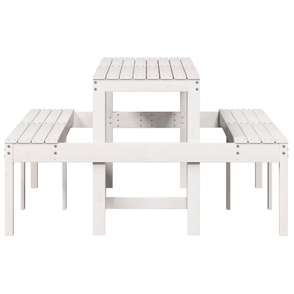 vidaXL Masă de picnic, alb, 160x134x75 cm, lemn masiv de pin