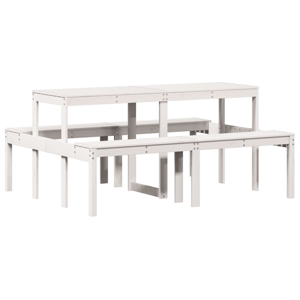vidaXL Masă de picnic, alb, 160x134x75 cm, lemn masiv de pin