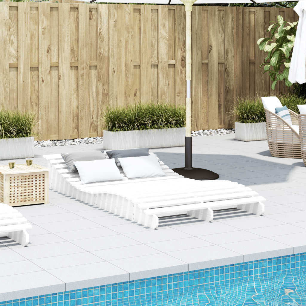 vidaXL Șezlong, alb, 205x110x31,5 cm, lemn masiv de pin