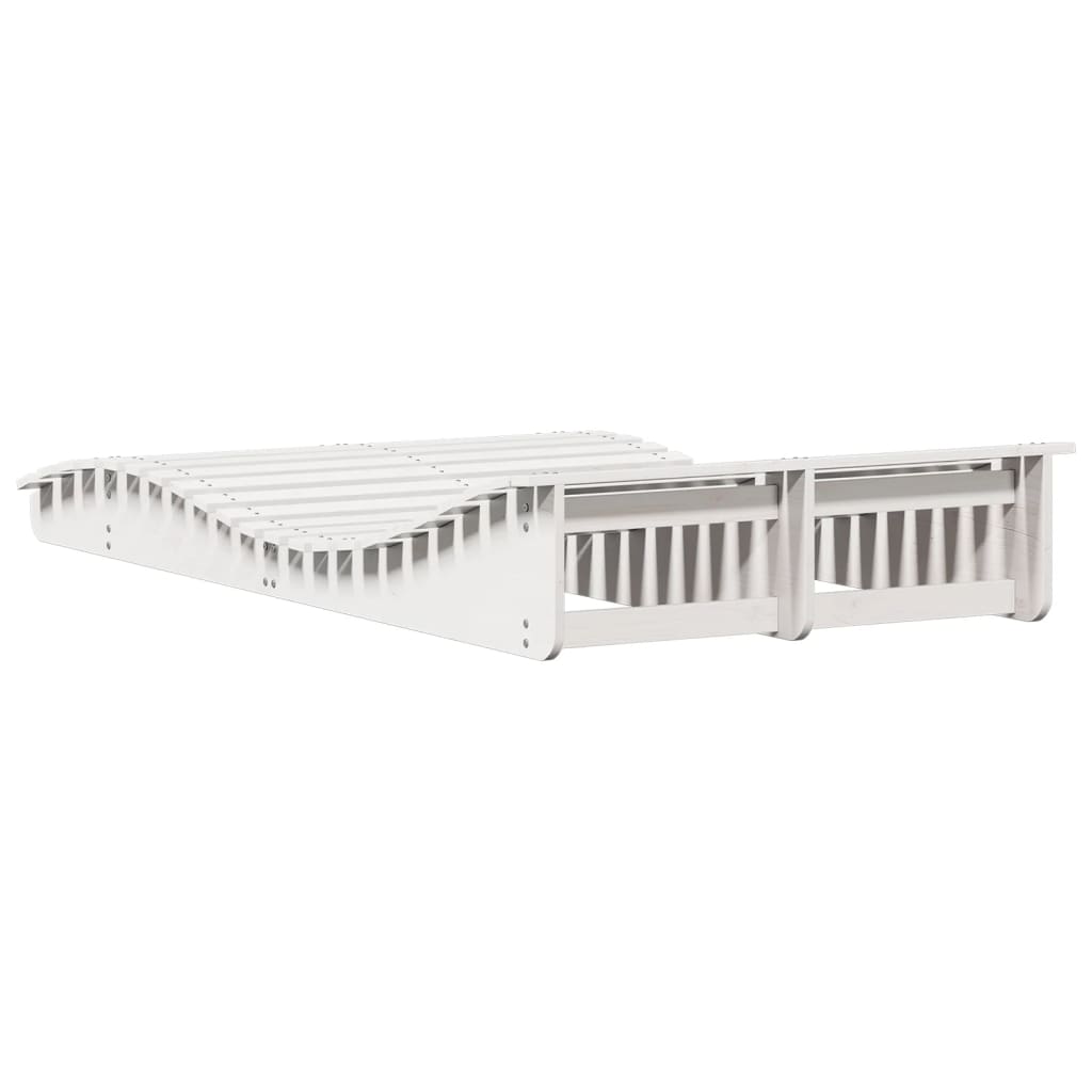 vidaXL Șezlong, alb, 205x110x31,5 cm, lemn masiv de pin