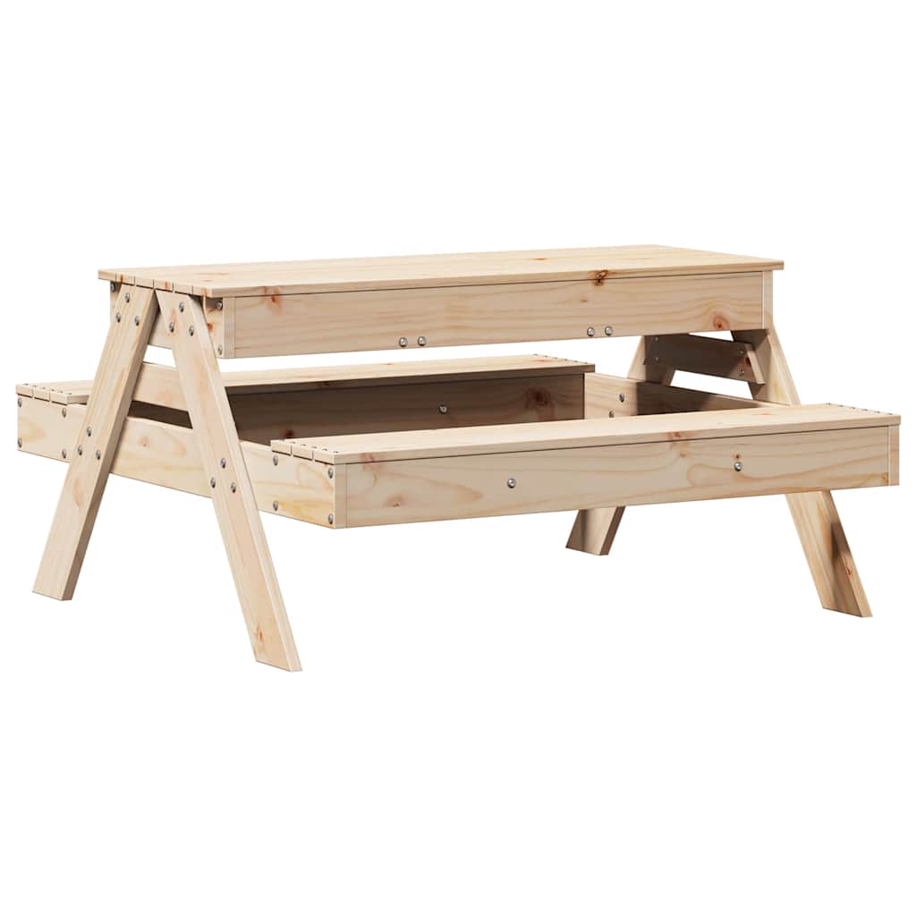 vidaXL Masă de picnic cu groapă de nisip pentru copii, lemn masiv pin