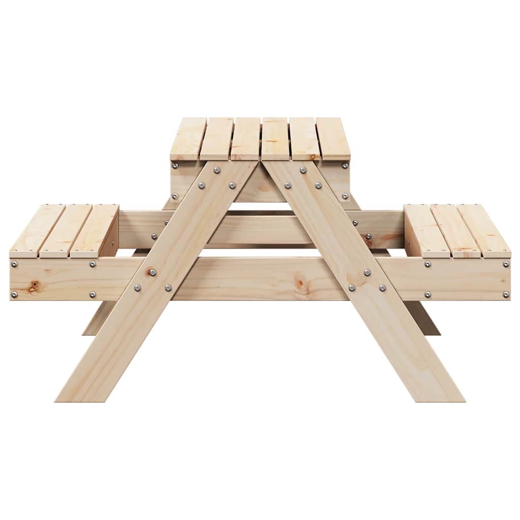 vidaXL Masă de picnic cu groapă de nisip pentru copii, lemn masiv pin