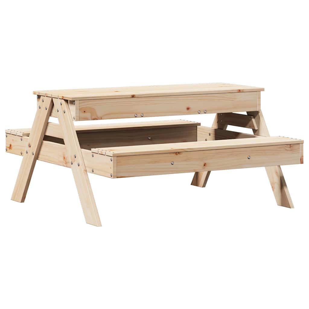 vidaXL Masă de picnic cu groapă de nisip pentru copii, lemn masiv pin