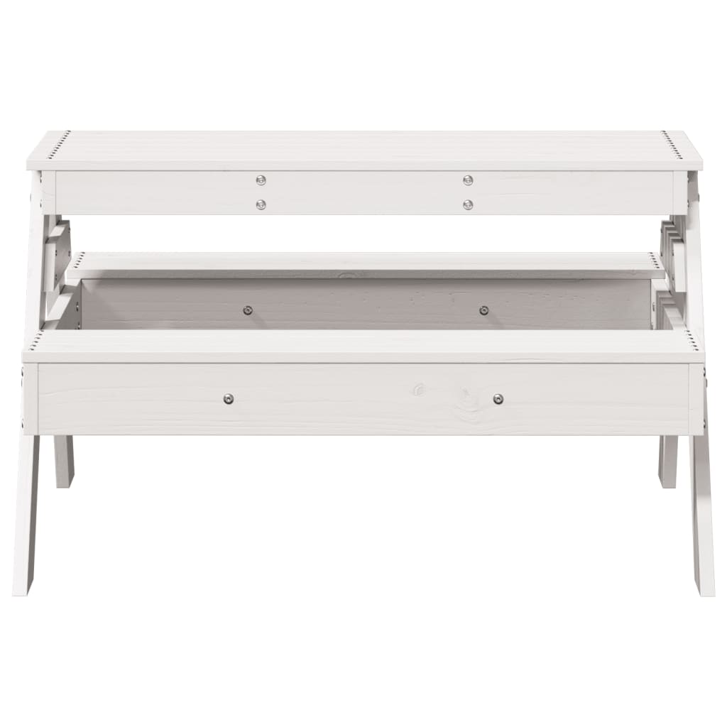 vidaXL Masă de picnic pentru copii, alb, 88x97x52 cm, lemn masiv pin